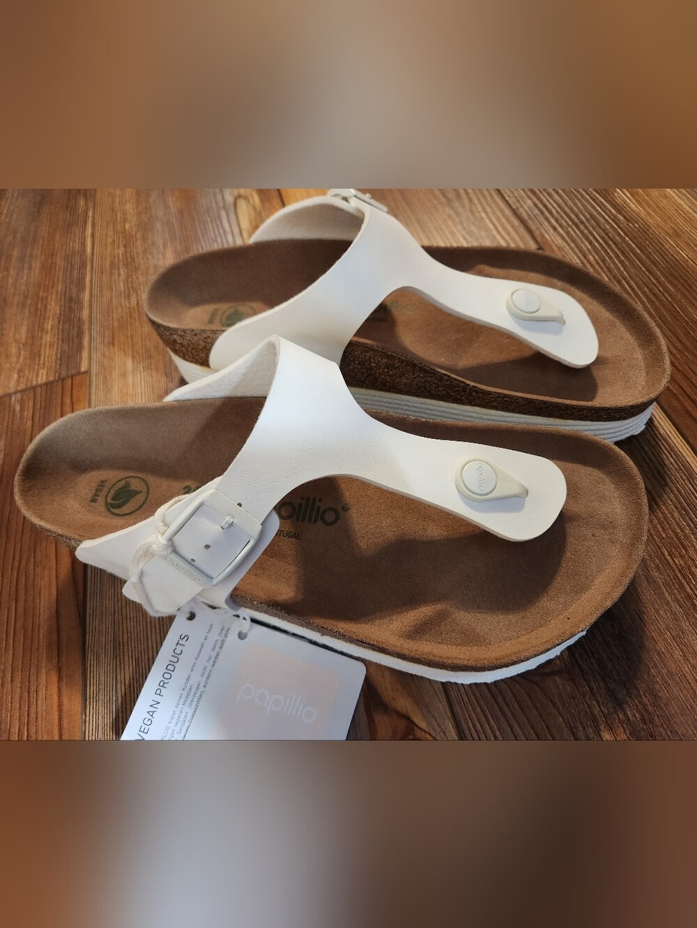 Papillio Birkenstock Gizeh Platform Sandals Womens 38 7 White Vegan Thong Buckle